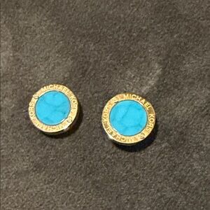 Michael Kors Gold and Blue Round Earrings